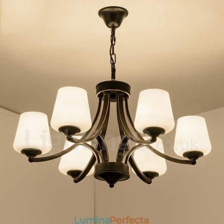 Candelabru metalic integrat Rustic Lodge cu 6 lumini