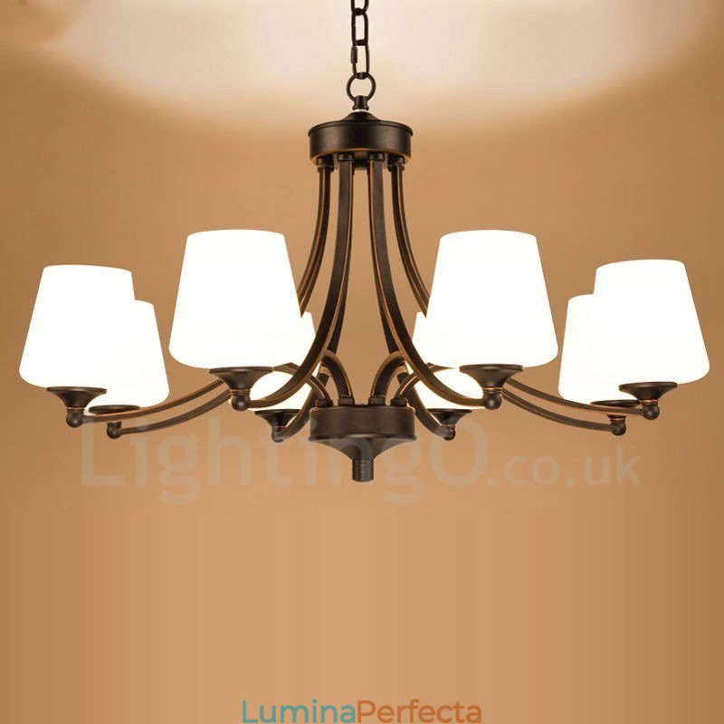 Candelabru metalic integrat Rustic Lodge cu 8 lumini