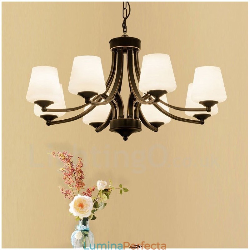 Candelabru metalic integrat Rustic Lodge cu 8 lumini