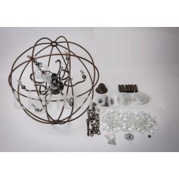 Diametru 60CM 80CM Candelabru din metal cu pictură de cristal vintage, culoare ruginită
