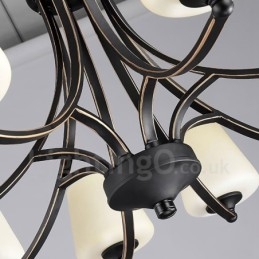Candelabru metalic integrat Rustic Lodge cu 8 lumini