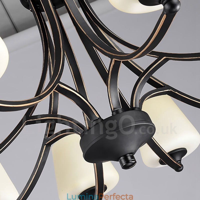 Candelabru metalic integrat Rustic Lodge cu 8 lumini
