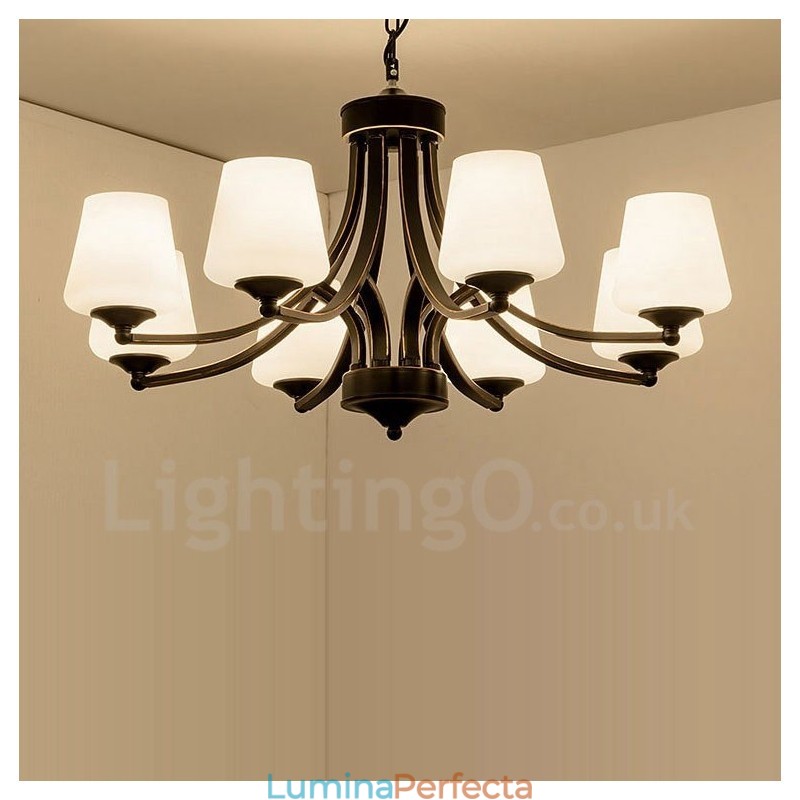 Candelabru metalic integrat Rustic Lodge cu 8 lumini