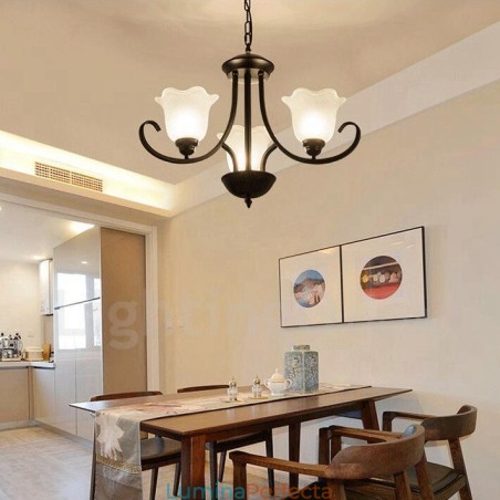 Candelabru metalic integrat Rustic Lodge cu 3 lumini