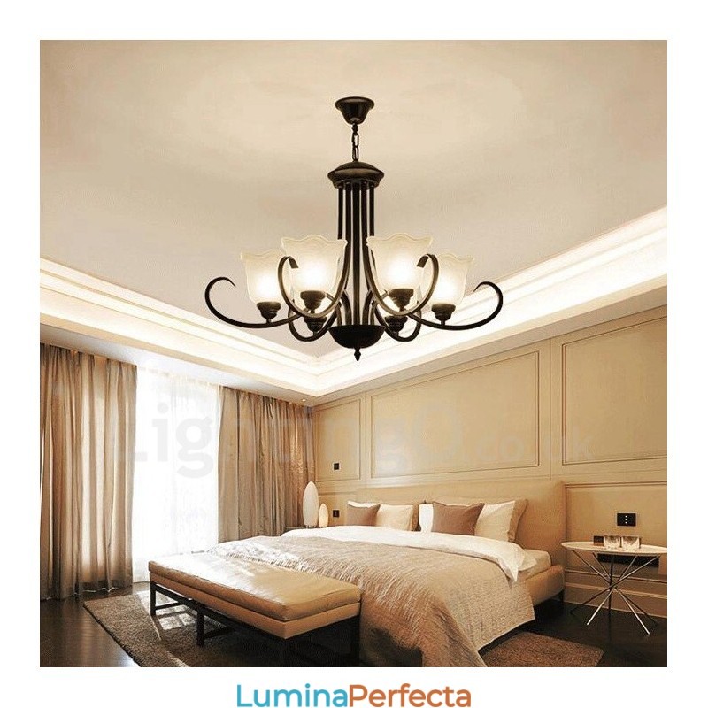 Candelabru metalic integrat Rustic Lodge cu 6 lumini