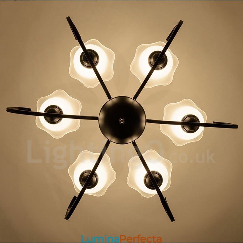 Candelabru metalic integrat Rustic Lodge cu 6 lumini