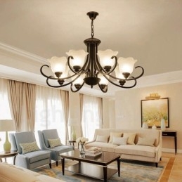 Candelabru metalic integrat Rustic Lodge cu 8 lumini