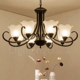 Candelabru metalic integrat Rustic Lodge cu 8 lumini