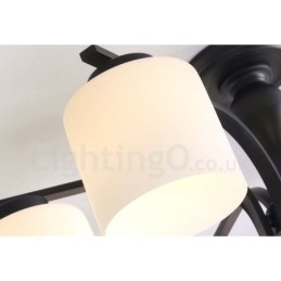 Candelabru din metal integrat Country cu 5 lumini cu abajur din sticlă