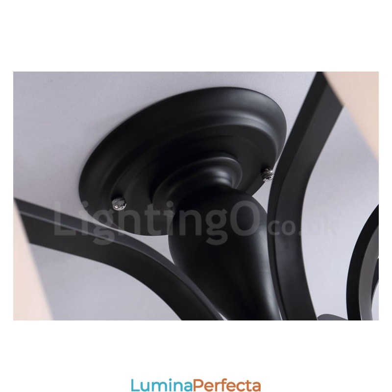 Candelabru din metal integrat Country cu 5 lumini cu abajur din sticlă