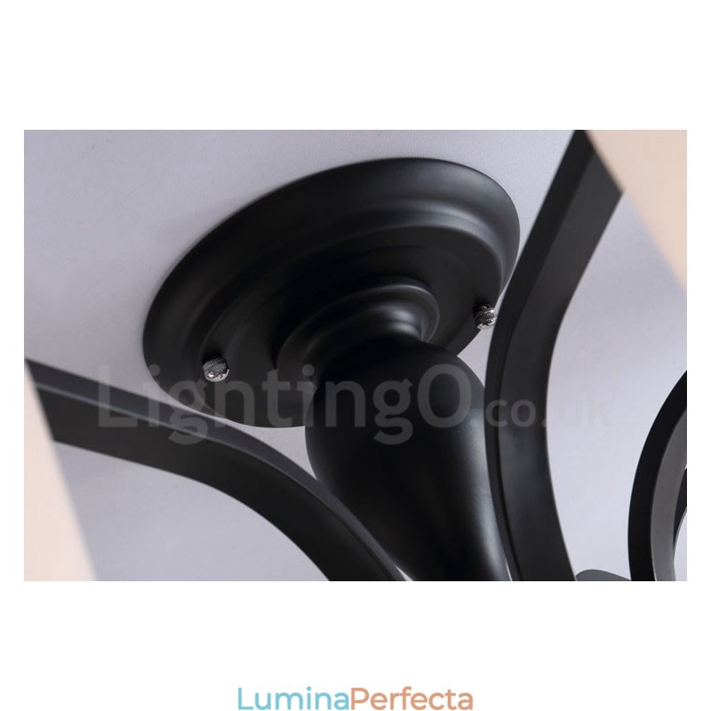 Candelabru din metal integrat Country cu 8 lumini cu abajur din sticlă