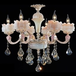Lampe suspendate din cristal din aliaj de zinc în stil european și jad natural