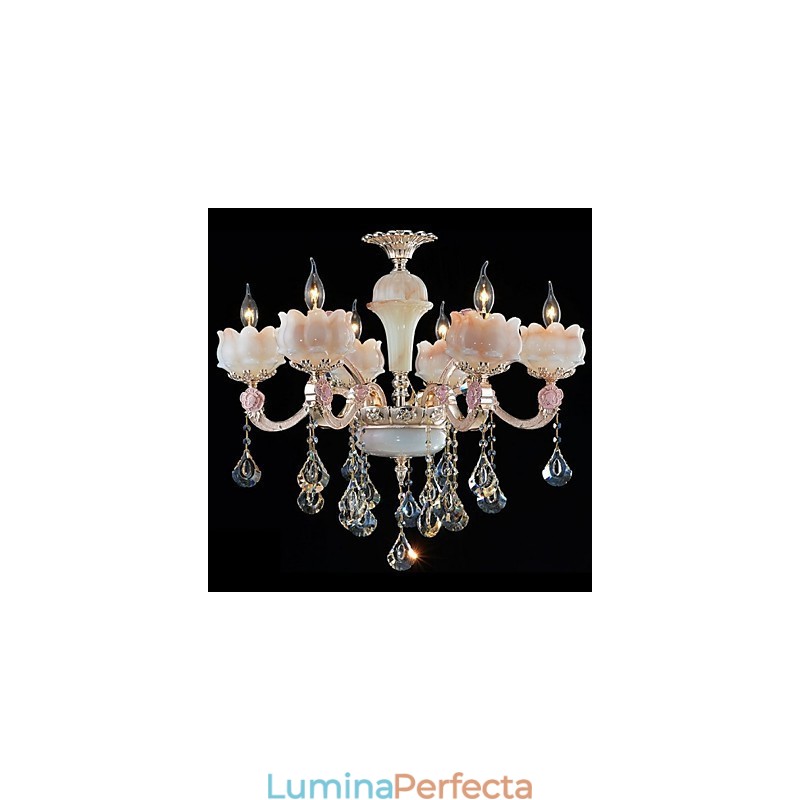 Lampe suspendate din cristal din aliaj de zinc în stil european și jad natural