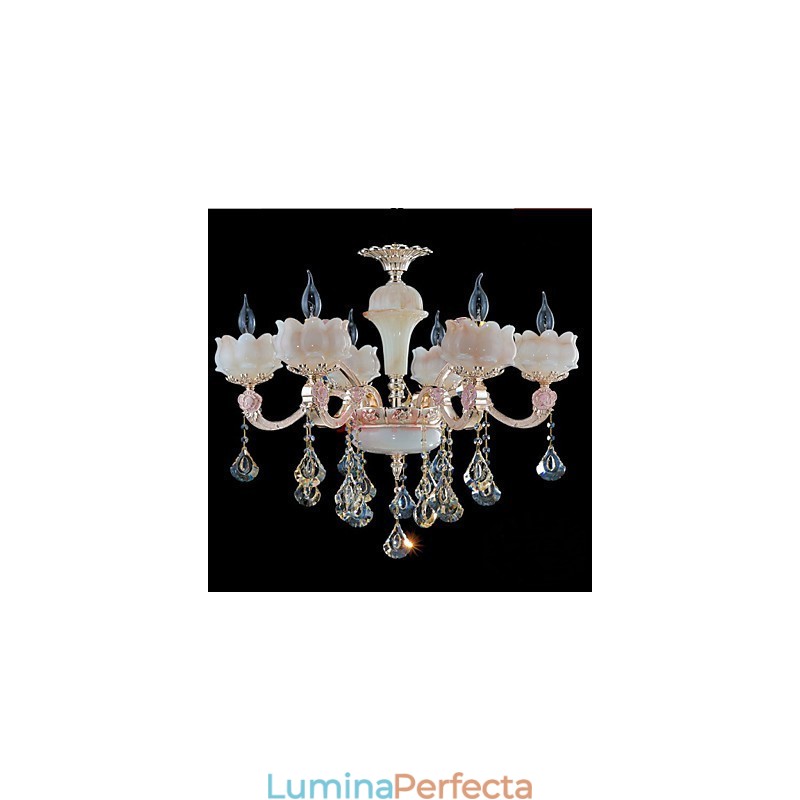 Lampe suspendate din cristal din aliaj de zinc în stil european și jad natural