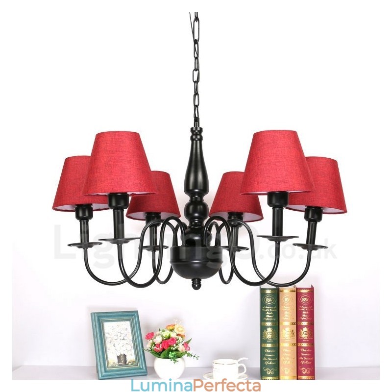 Candelabru metalic integrat în stil mediteranean cu 6 lumini
