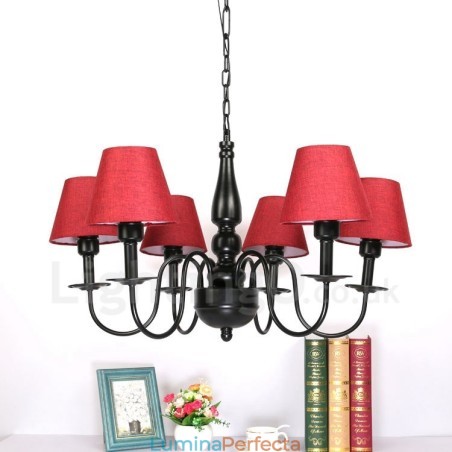 Candelabru metalic integrat în stil mediteranean cu 6 lumini Candelabru metalic integrat în stil mediteranean cu 6 lumini