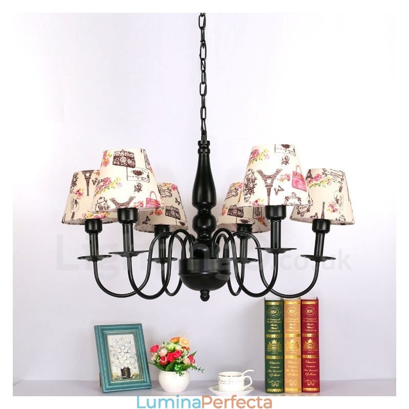 Candelabru metalic integrat în stil mediteranean cu 6 lumini
