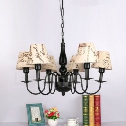 Candelabru metalic integrat în stil mediteranean cu 6 lumini
