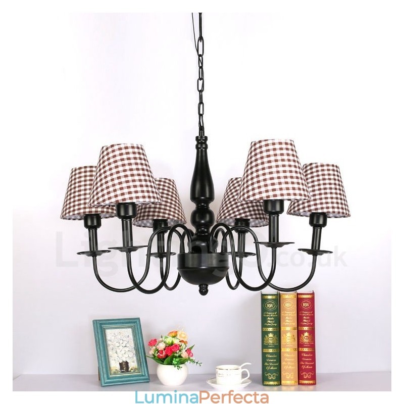 Candelabru metalic integrat în stil mediteranean cu 6 lumini