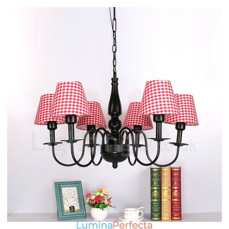 Candelabru metalic integrat în stil mediteranean cu 6 lumini
