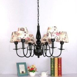Candelabru metalic integrat în stil mediteranean cu 6 lumini