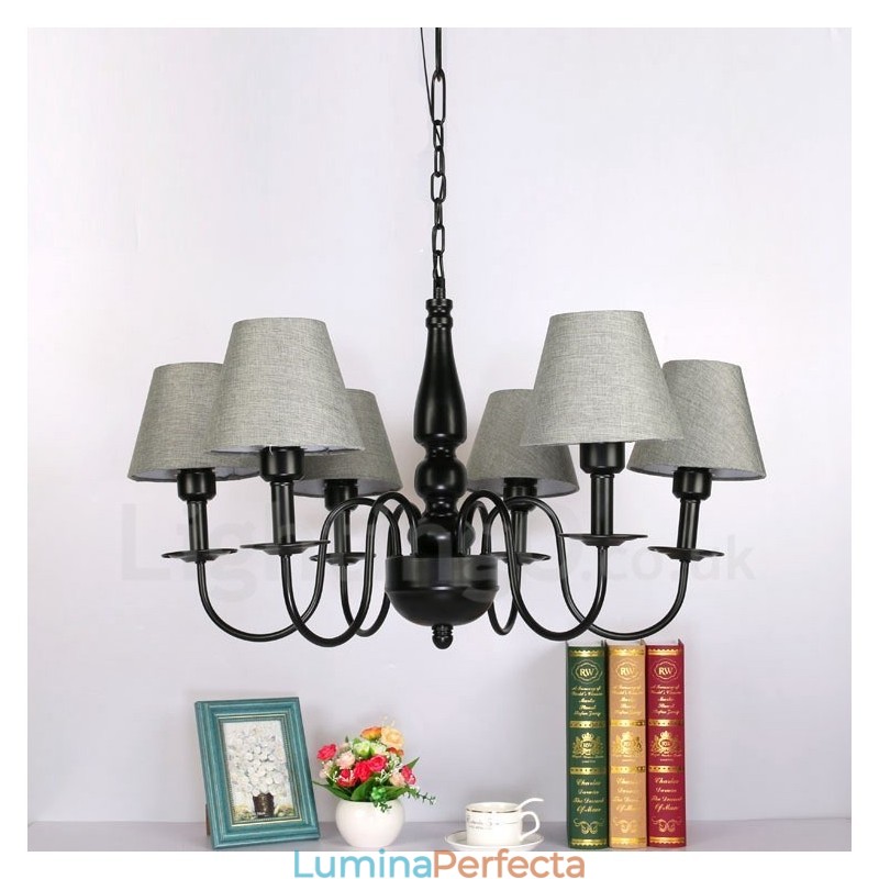 Candelabru metalic integrat în stil mediteranean cu 6 lumini