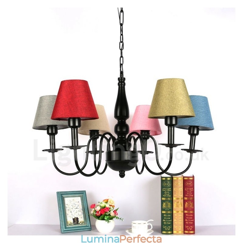 Candelabru metalic integrat în stil mediteranean cu 6 lumini