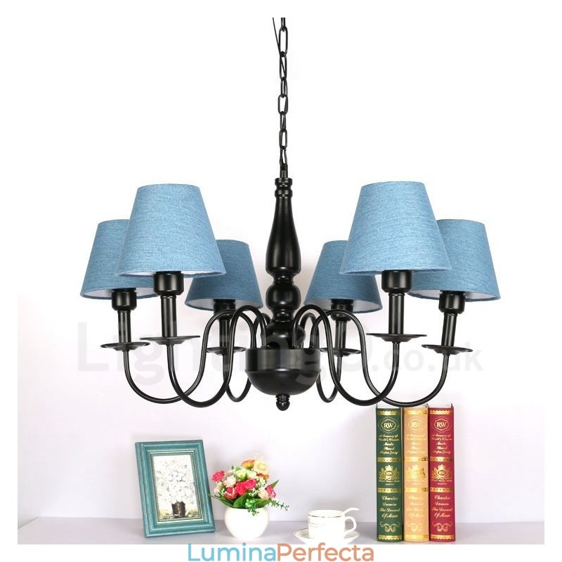 Candelabru metalic integrat în stil mediteranean cu 6 lumini