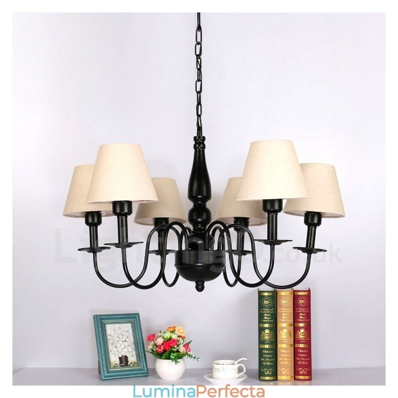 Candelabru metalic integrat în stil mediteranean cu 6 lumini