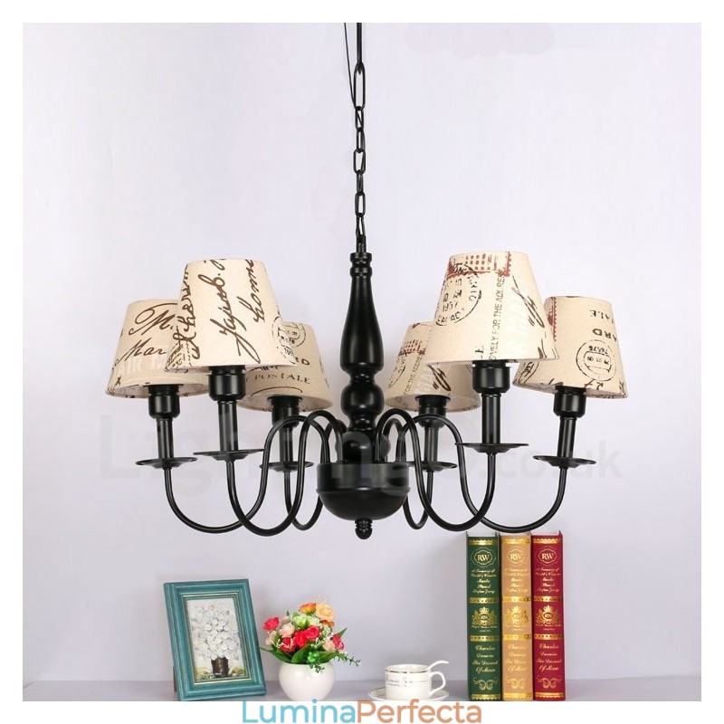 Candelabru metalic integrat în stil mediteranean cu 6 lumini