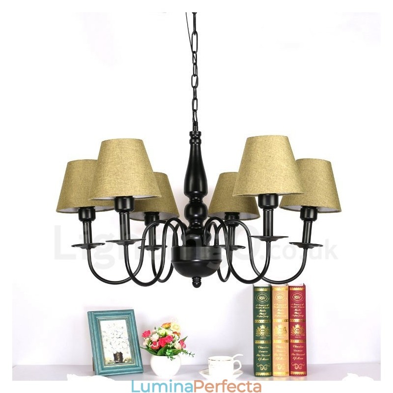 Candelabru metalic integrat în stil mediteranean cu 6 lumini