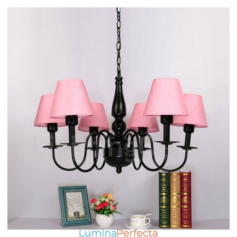 Candelabru metalic integrat în stil mediteranean cu 6 lumini
