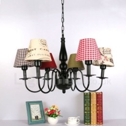 Candelabru metalic integrat în stil mediteranean cu 6 lumini