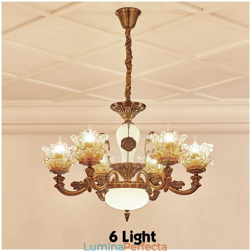 Candelabru din metal tradițional clasic integrat cu 6 lumini