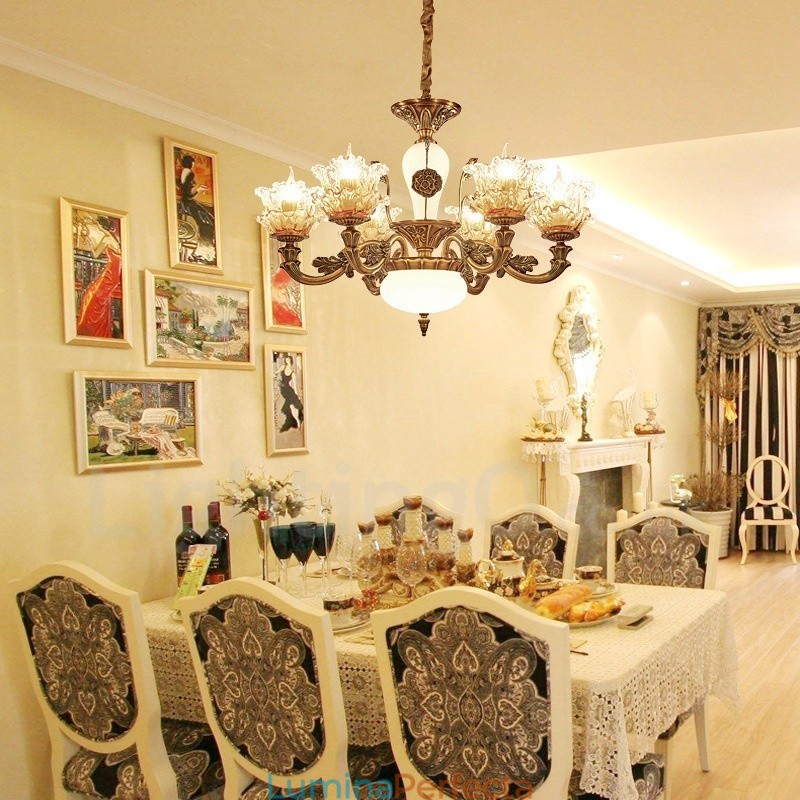 Candelabru din metal tradițional clasic integrat cu 6 lumini