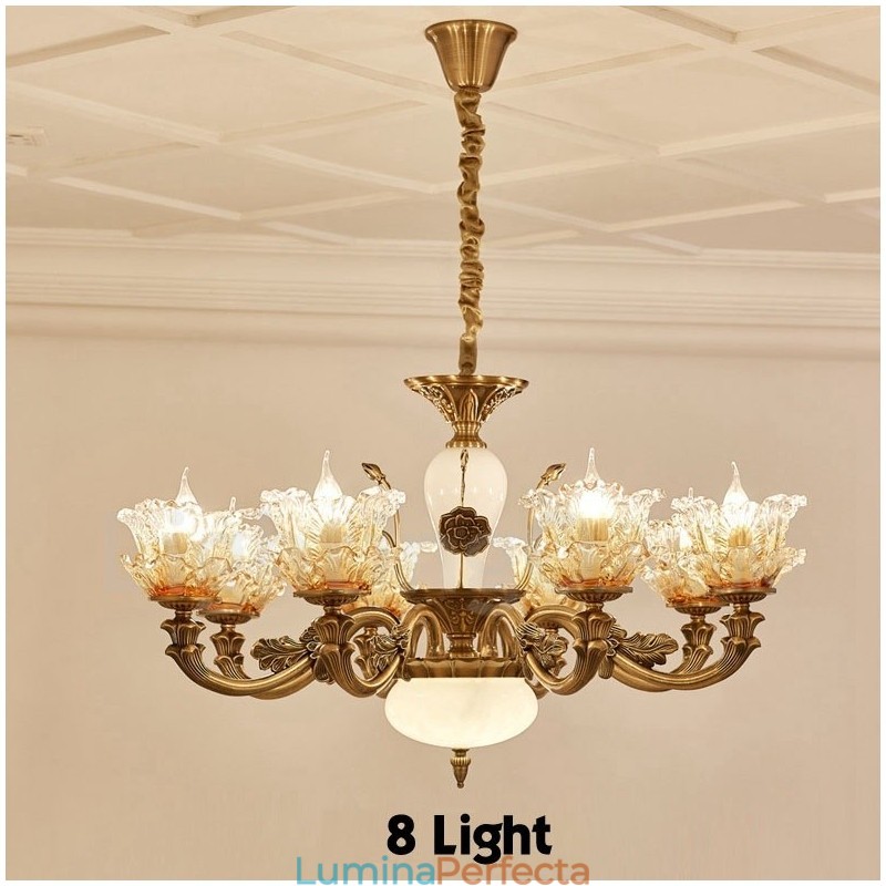 Candelabru din metal tradițional clasic integrat cu 8 lumini
