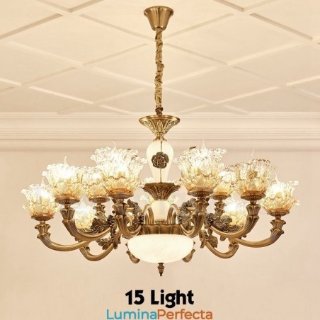 Candelabru din metal tradițional clasic integrat cu 15 lumini Candelabru din metal tradițional clasic integrat cu 15 lumini