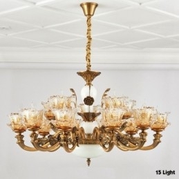 Candelabru din metal tradițional clasic integrat cu 15 lumini