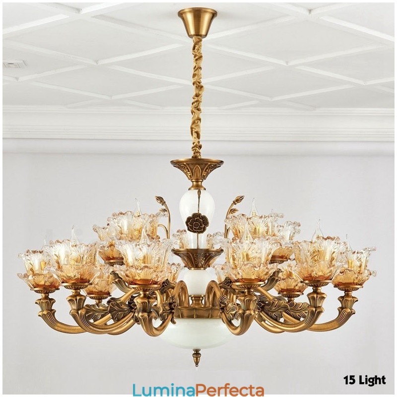 Candelabru din metal tradițional clasic integrat cu 15 lumini