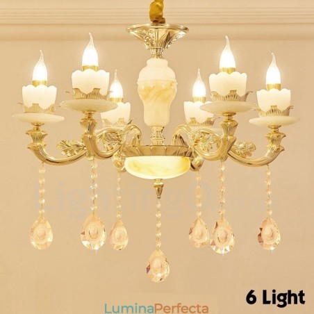 Candelabru din metal tradițional clasic integrat cu 6 lumini Candelabru din metal tradițional clasic integrat cu 6 lumini