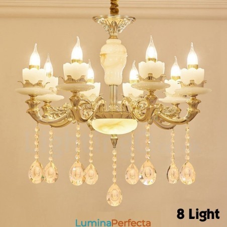 Candelabru din metal tradițional clasic integrat cu 8 lumini Candelabru din metal tradițional clasic integrat cu 8 lumini
