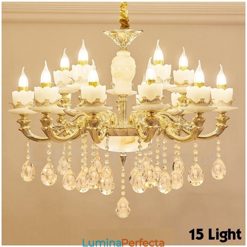 Candelabru din metal tradițional clasic integrat cu 15 lumini