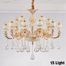 Candelabru din metal tradițional clasic integrat cu 15 lumini
