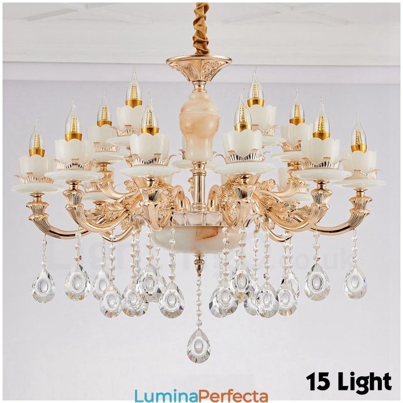 Candelabru din metal tradițional clasic integrat cu 15 lumini