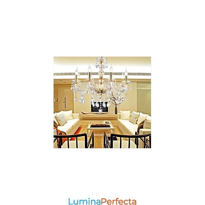 Candelabru 6 lumini Golden Vintage in Crystal Feature