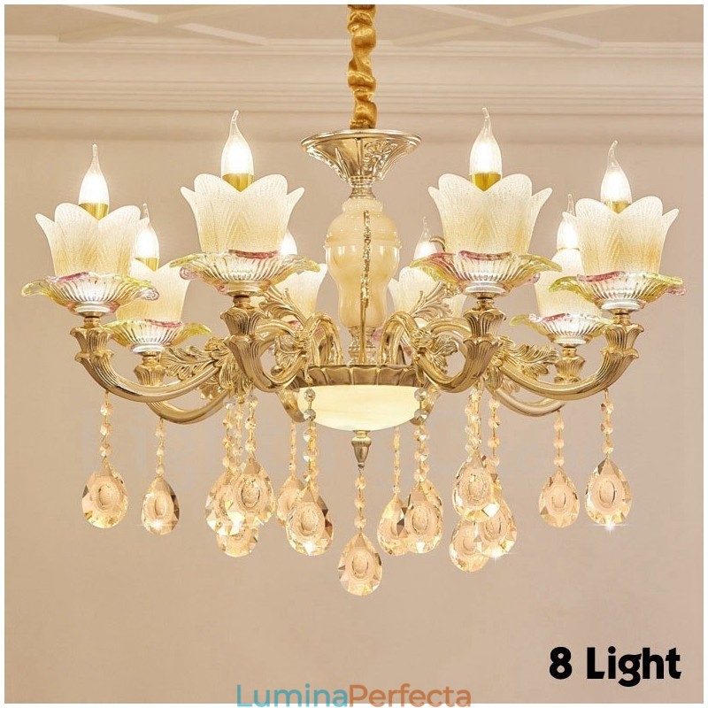 Candelabru din metal tradițional clasic integrat cu 8 lumini