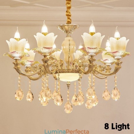 Candelabru din metal tradițional clasic integrat cu 8 lumini Candelabru din metal tradițional clasic integrat cu 8 lumini