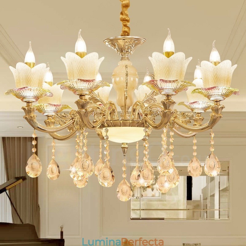 Candelabru din metal tradițional clasic integrat cu 8 lumini