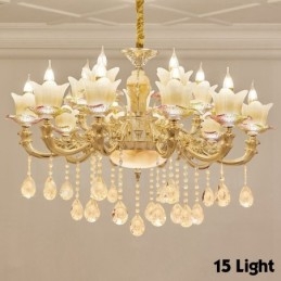 Candelabru din metal tradițional clasic integrat cu 15 lumini