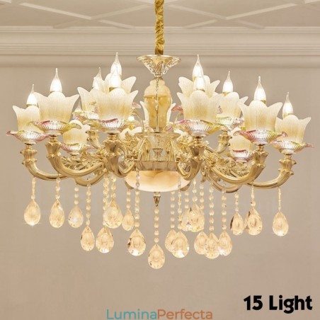 Candelabru din metal tradițional clasic integrat cu 15 lumini Candelabru din metal tradițional clasic integrat cu 15 lumini